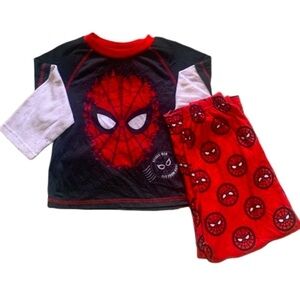 Marvel Spiderman Far From Home Long Sleeve Black & Red Fleece Pajamas